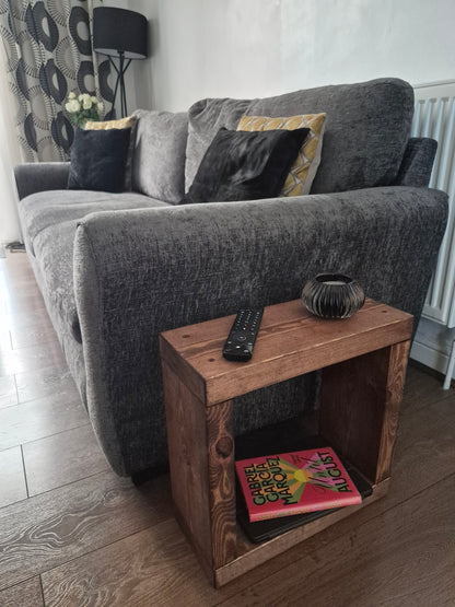 40 cm Mini Cube Side Table – Narrow Handmade Solid Wood