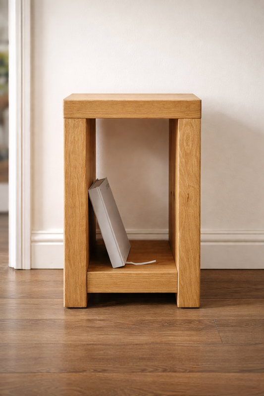 Handmade Rustic Side Table – Solid Wood Mini Side Table UK | Narrow Design