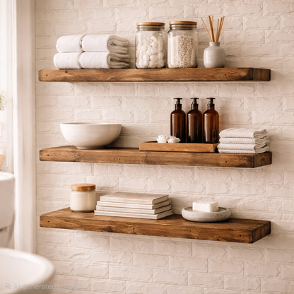 Rustic Wooden Shelf – 22 cm Deep Solid Pine Shelf | Handcrafted Wood