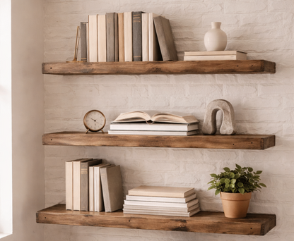 Rustic Wooden Shelf – 22 cm Deep Solid Pine Shelf | Handcrafted Wood