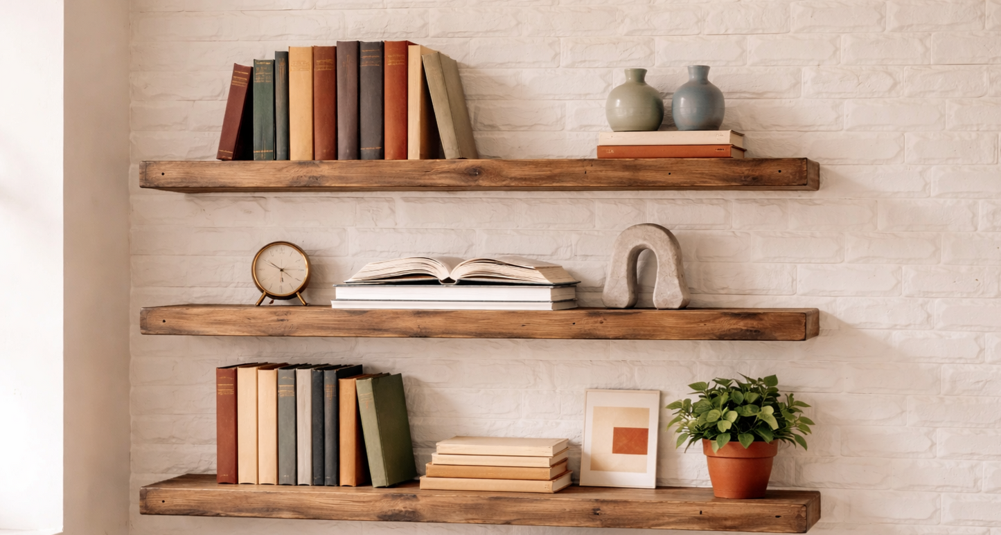 Rustic Wooden Shelf – 22 cm Deep Solid Pine Shelf | Handcrafted Wood