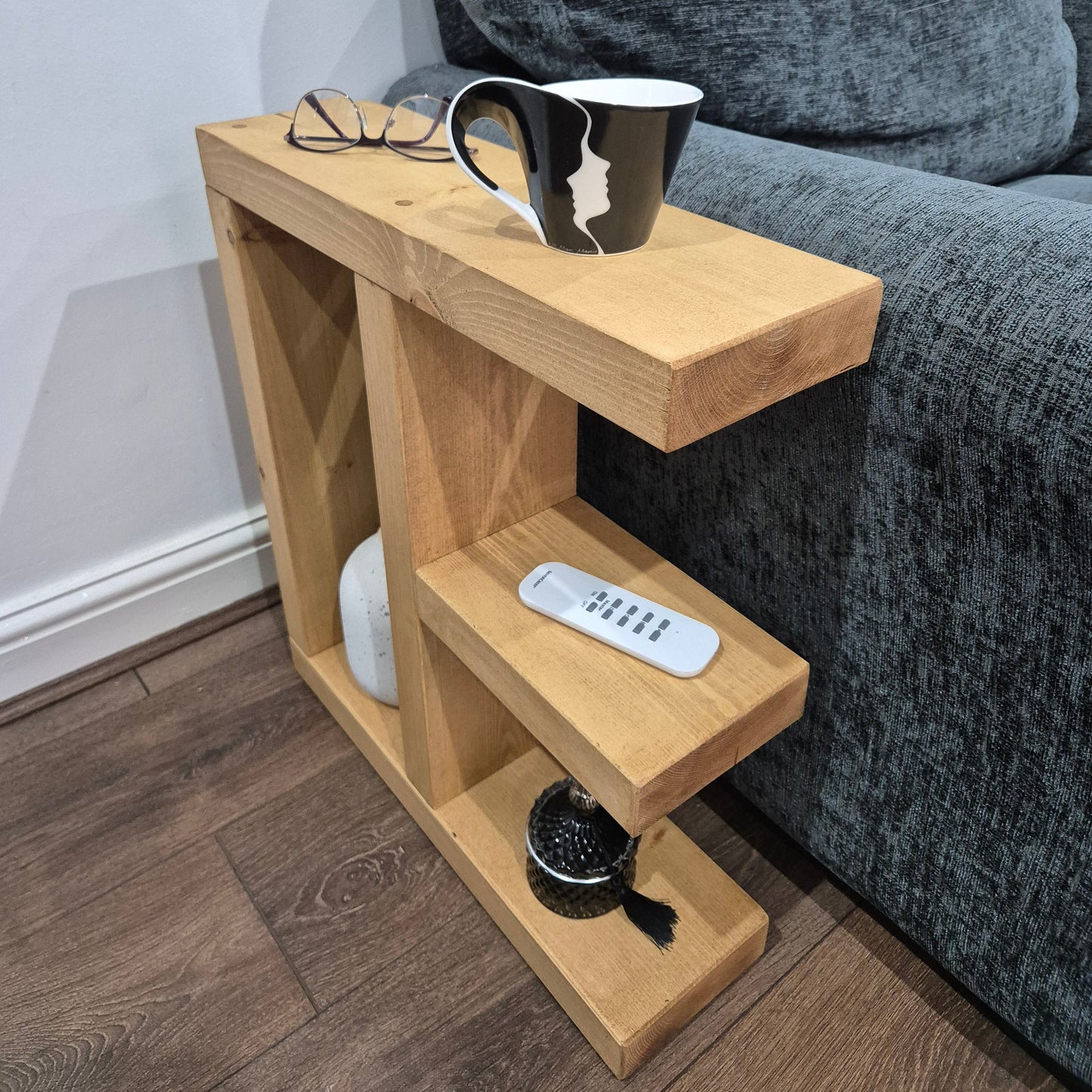 Rustic Slim Side Table UK – Handcrafted Wood Table with Solid Pine, Scratch Resistant Finish