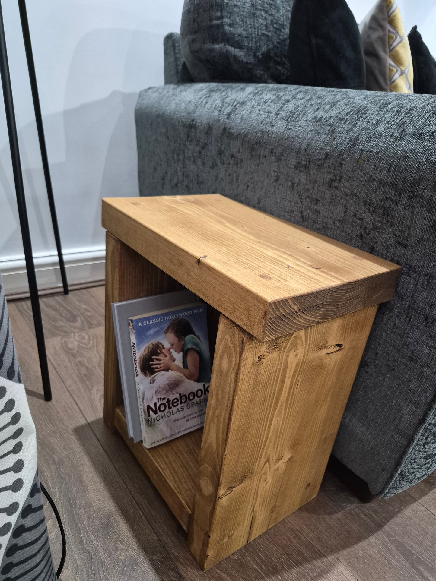Handcrafted Rustic Side Sofa Mini Table – Solid Wood Narrow Side Table UK | 22 cm Depth