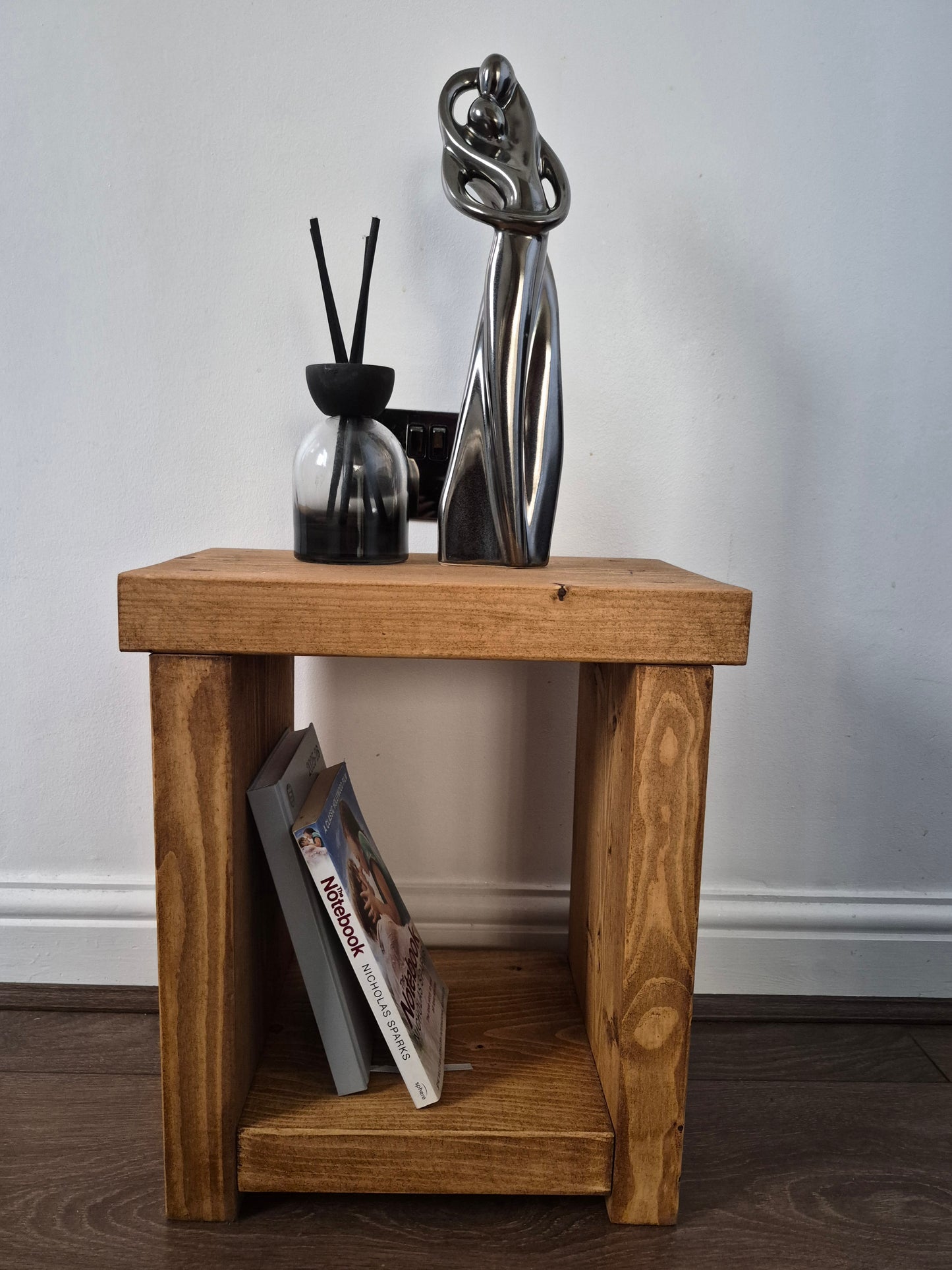 Handcrafted Rustic Side Sofa Mini Table – Solid Wood Narrow Side Table UK | 22 cm Depth
