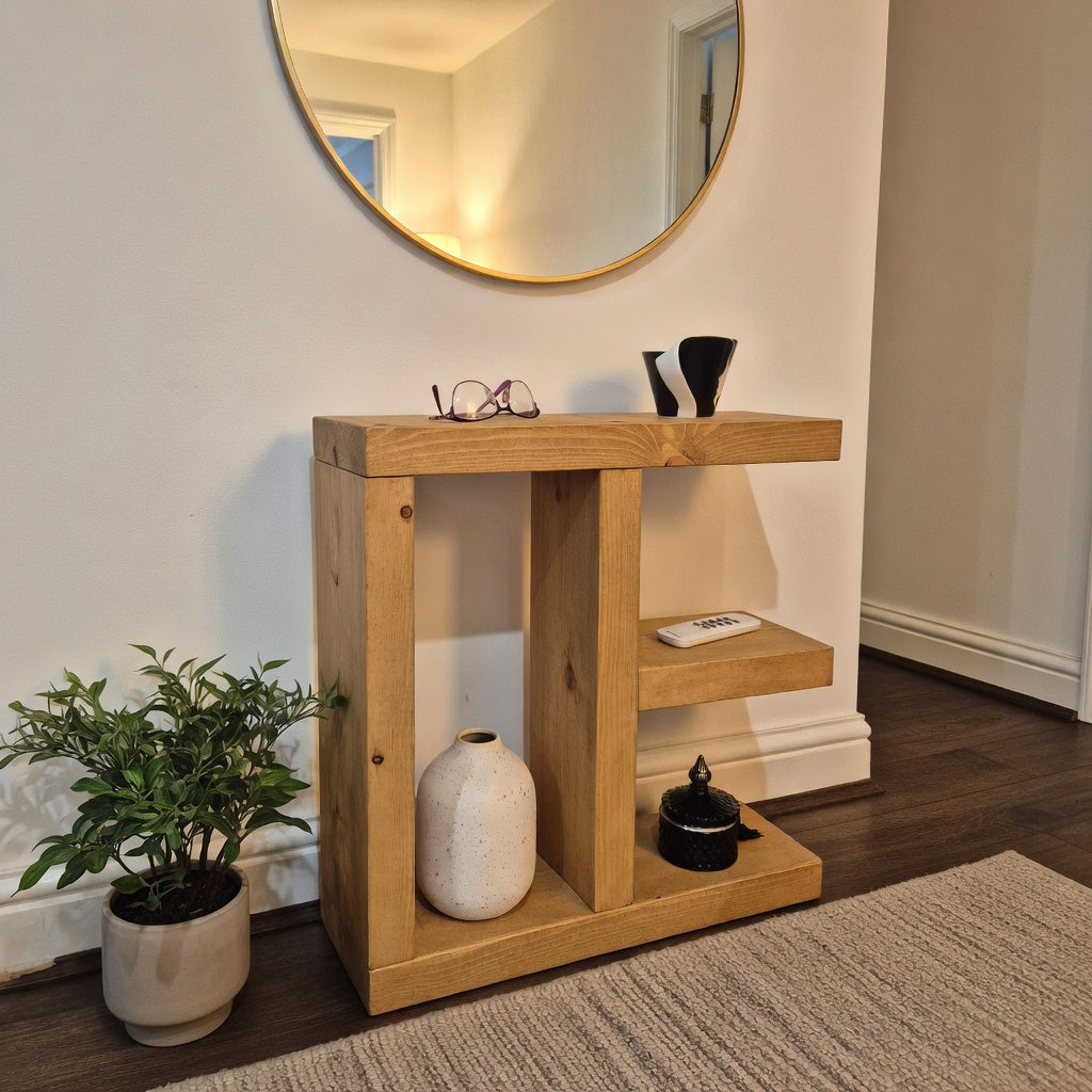 Rustic Slim Side Table UK – Handcrafted Wood Table with Solid Pine, Scratch Resistant Finish