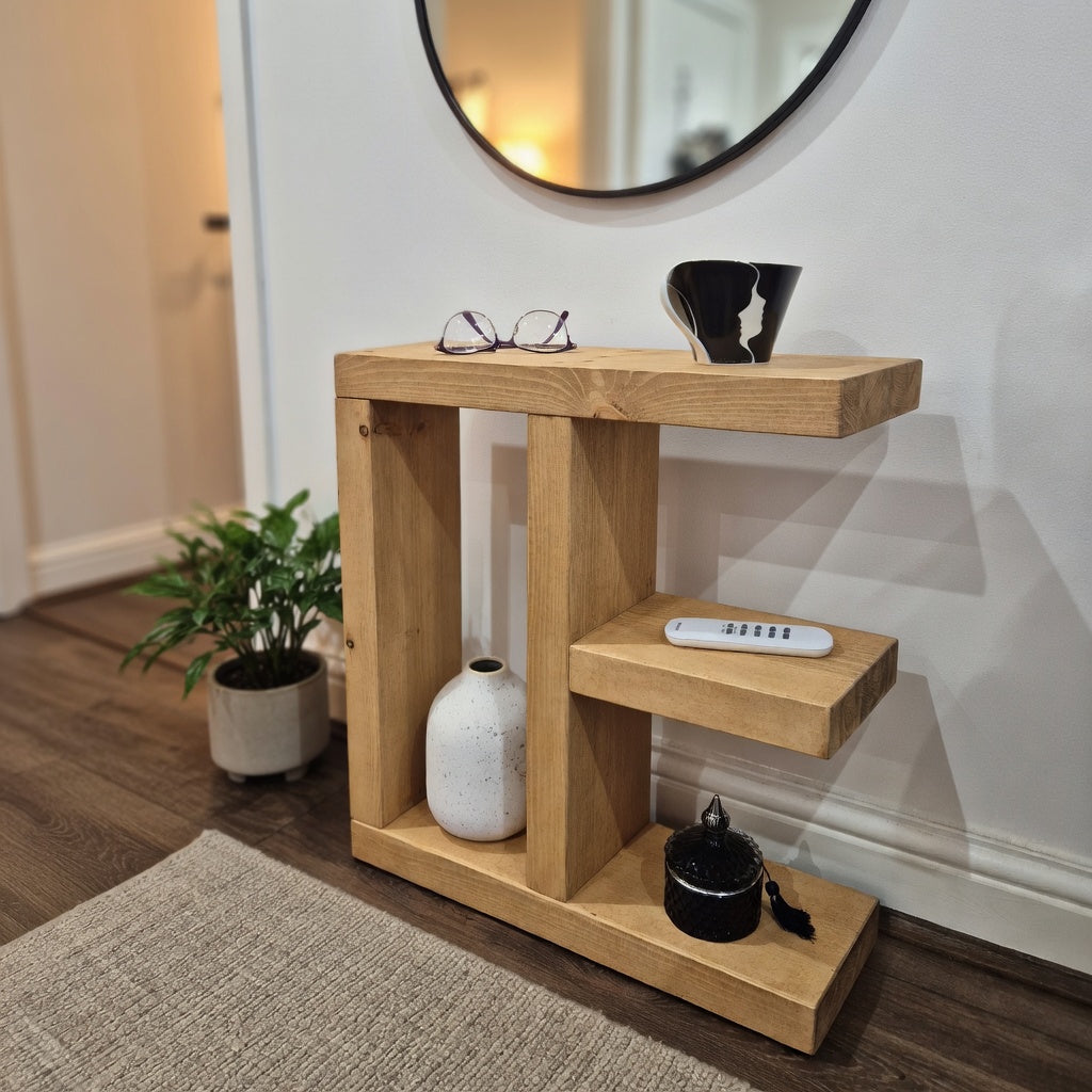 Rustic Slim Side Table UK – Handcrafted Wood Table with Solid Pine, Scratch Resistant Finish