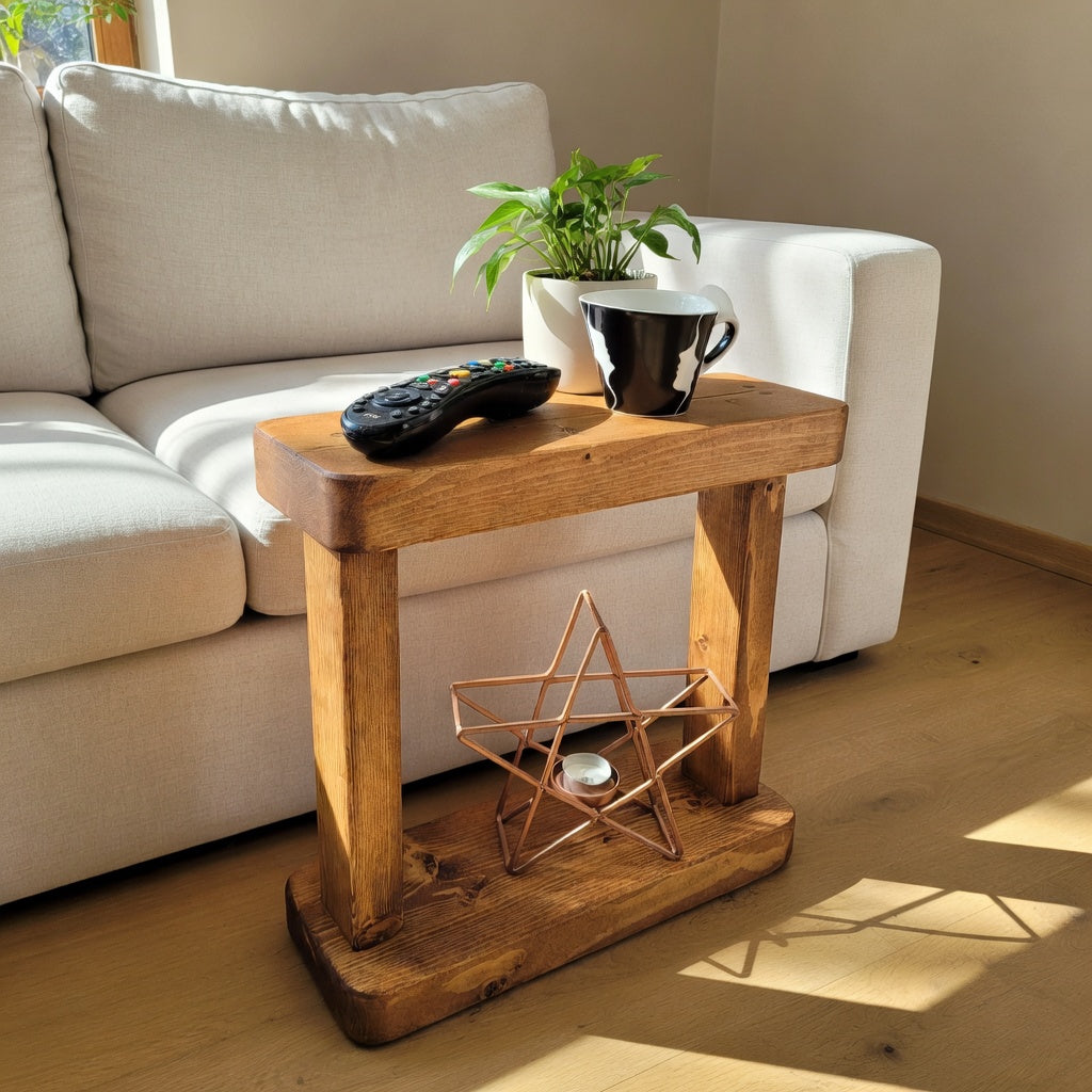 Rustic Mini Table – Solid Wood Handcrafted Side Table with Wood Wax Finish