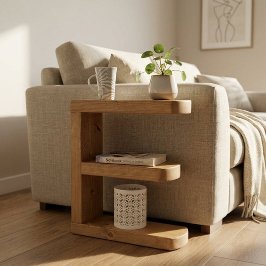 E Rustic Table | Rounded Edges | 14.5 cm Depth