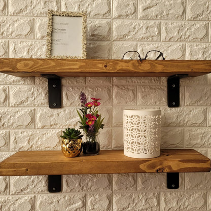 Rustic Shelf 12 cm Shelves Handmade +L Shape BRACKETS fine finish 30cm - 140cm Lengths Available