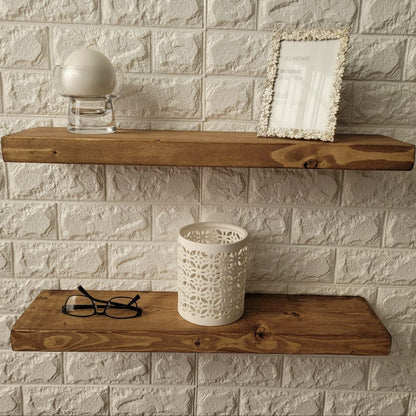 12 cm Deep Rustic Floating Fine Finish Shelf | Wood Shelf | Mantel Timber Pine
