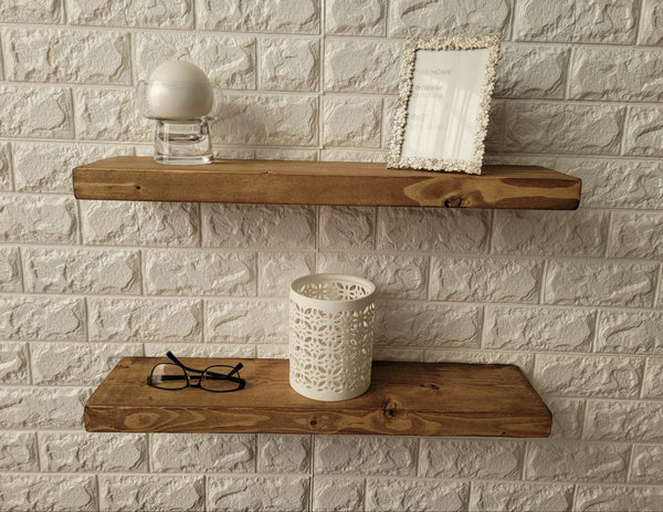 12 cm Deep Rustic Floating Fine Finish Shelf | Wood Shelf | Mantel Timber Pine