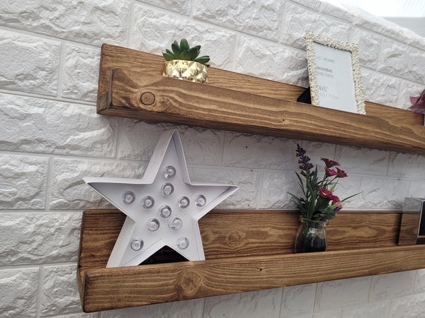 Rustic Solid Wood Photo Picture Books Ledge Shelves Sizes & Colours Available 30cm -180 cm Length handmade