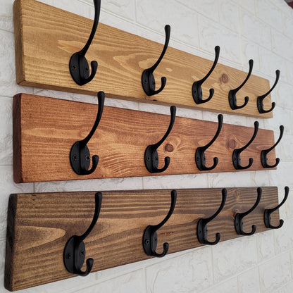 COAT RACK Handmade Vintage Cast Iron Coat Hook Reclaimed Wood Wall Mounted Floating Shelf for Hallway, Entryway, Utility Room or Bathroom.