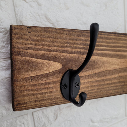 COAT RACK Handmade Vintage Cast Iron Coat Hook Reclaimed Wood Wall Mounted Floating Shelf for Hallway, Entryway, Utility Room or Bathroom.