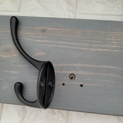 Coat Rack with rustic Shelf- Wall Mounted Floating Shelf for Hallway, Entryway, Utility Room or Bathroom.
