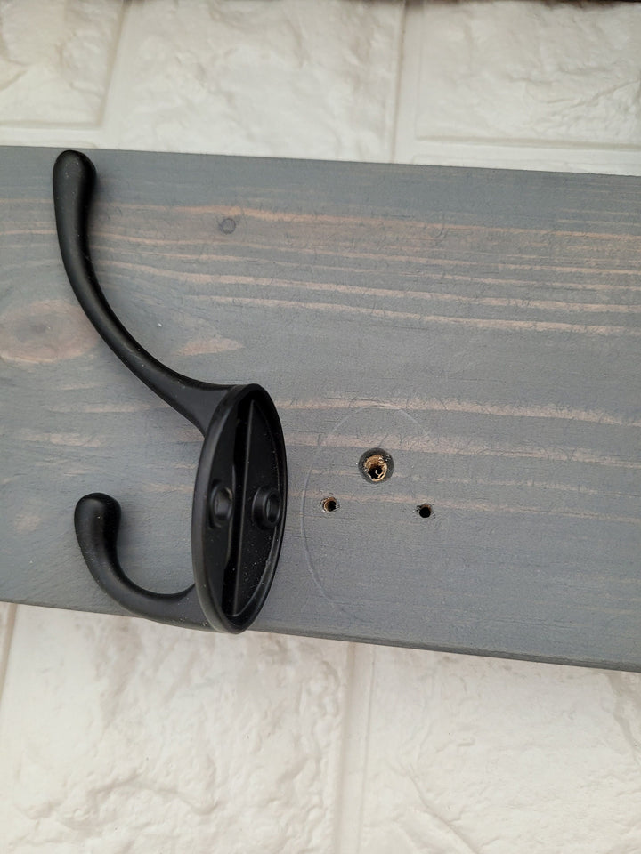 Coat Rack with rustic Shelf- Wall Mounted Floating Shelf for Hallway, Entryway, Utility Room or Bathroom.