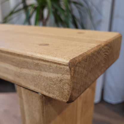 Rustic Wooden side coffee end with two shelves slim narrow table various wax colours and sizes handmade