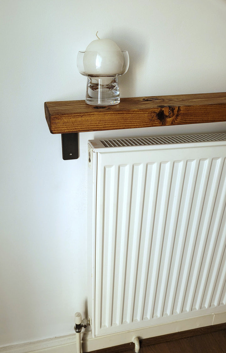 RADIATOR Rustic shelf Wooden Handmade Shelves Smooth Finish Great Quality /Various Size and colours / L SHAPE BRACKETS