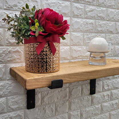 Rustic wooden shelves metal brackets/ wood 22 cm depth /4.5 cm