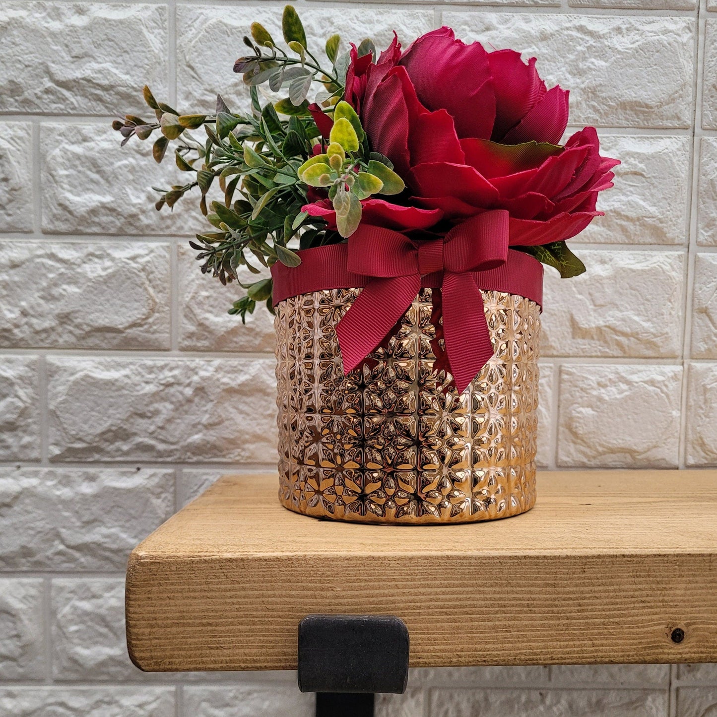 Rustic wooden shelves metal brackets/ wood 22 cm depth /4.5 cm