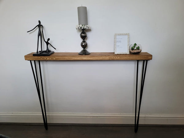 Console Table/Radiator 14.5cm Top Various Wood WAX Colour Top Hairpin Legs 86 cm