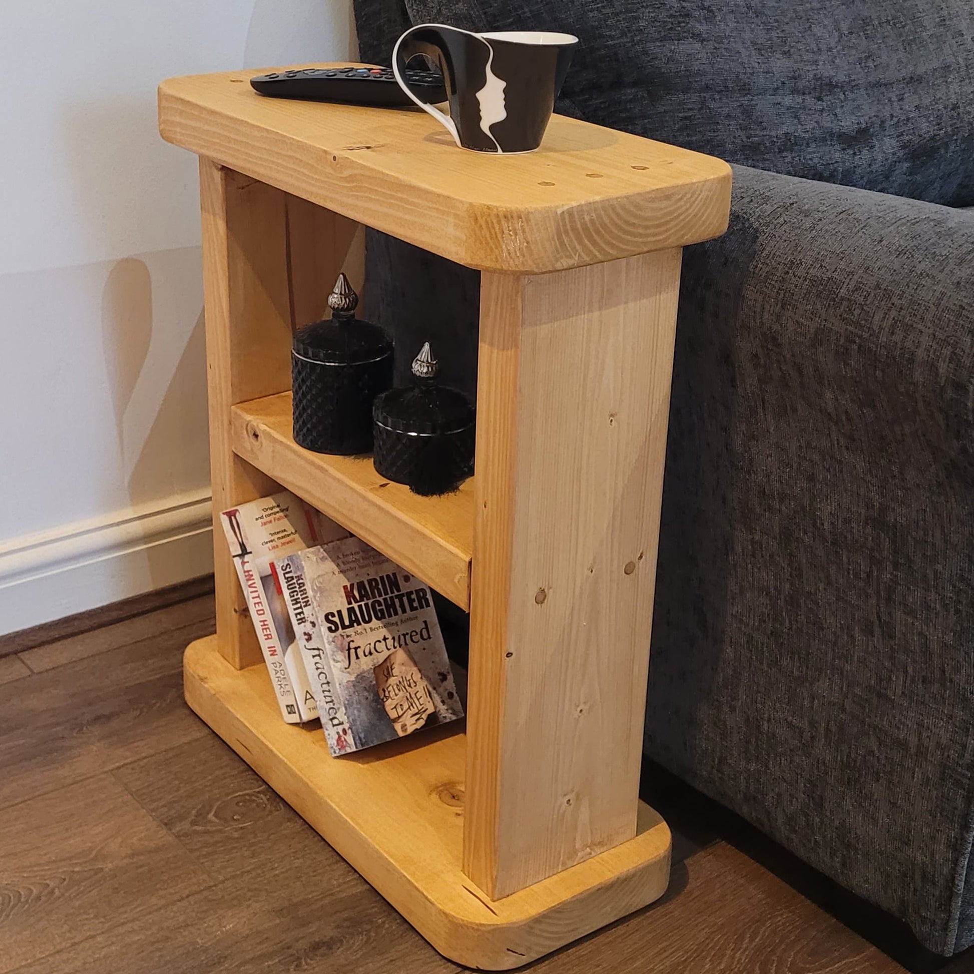 Sofa Side Rustic Round Corners 2 shelves handmade table various colours and sizes