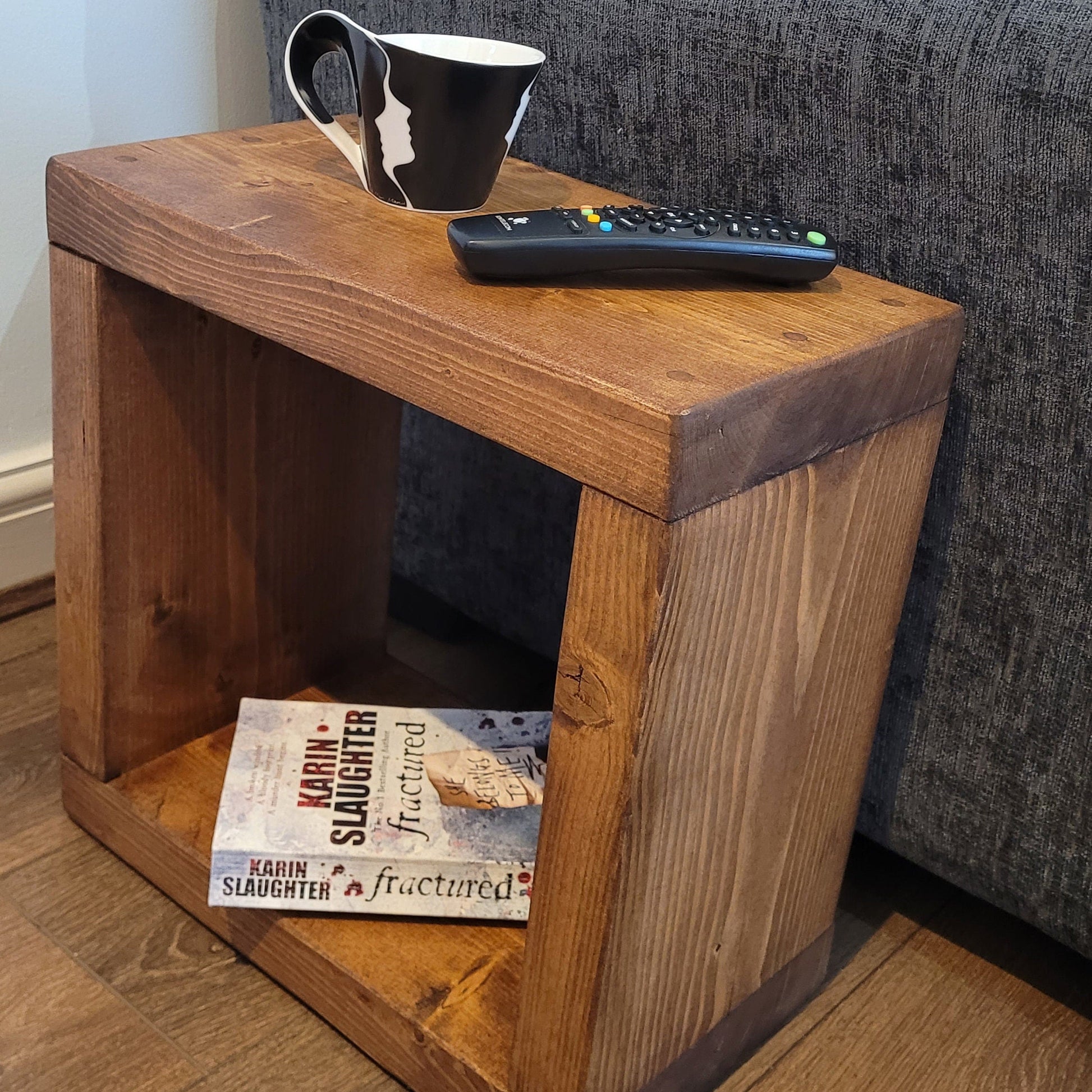 Solid rustic mini side cube coffee table14.5/17/19.5/22 cm deep various colours and sizes handmade