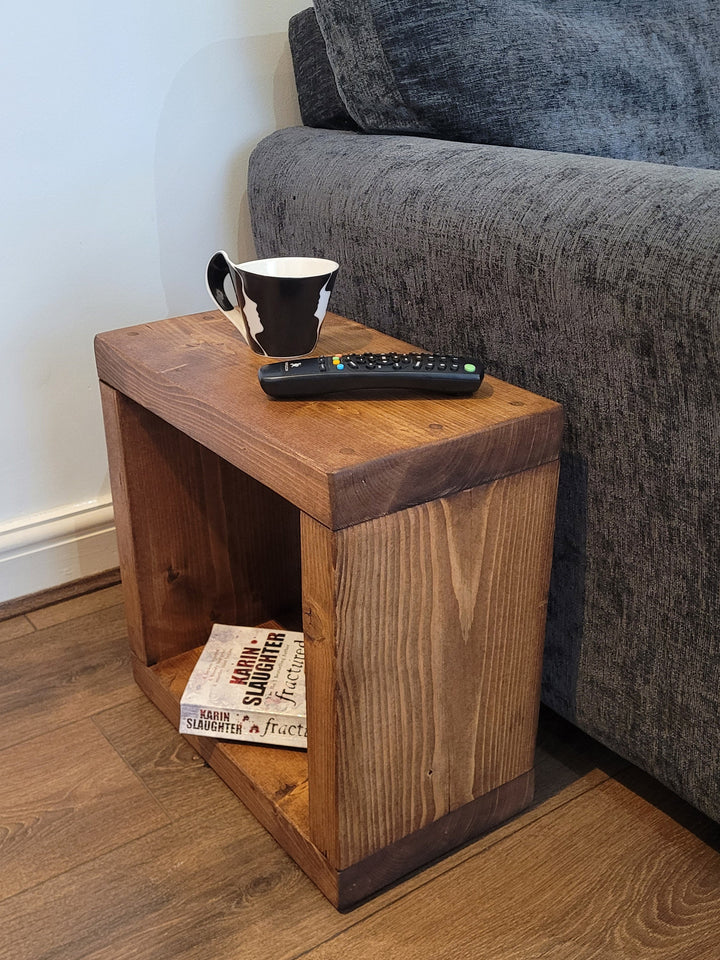 Solid rustic mini side cube coffee table14.5/17/19.5/22 cm deep various colours and sizes handmade