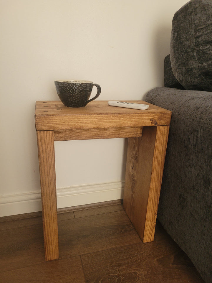 Rustic solid 22 cm wooden end coffee slim narrow side sofa table various colours and sizes handmade