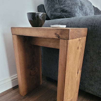 Rustic solid 22 cm wooden end coffee slim narrow side sofa table various colours and sizes handmade