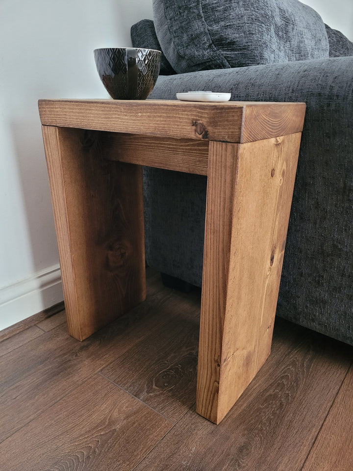 Rustic solid 22 cm wooden end coffee slim narrow side sofa table various colours and sizes handmade