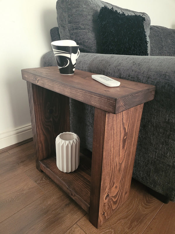 Rustic Shelving unit 22 cm side narrow sofa coffee table various sizes and colours handmade