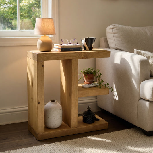 Rustic Slim Side Table UK – Handcrafted Wood Table with Solid Pine, Scratch Resistant Finish