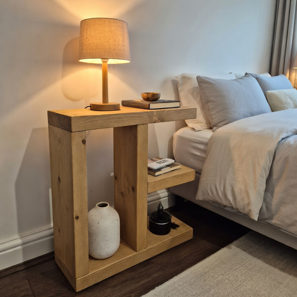 Rustic Slim Side Table UK – Handcrafted Wood Table with Solid Pine, Scratch Resistant Finish