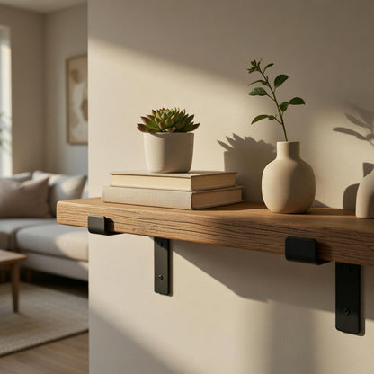 Rustic Wooden Shelf UK | Lipped Brackets 22 cm Depth