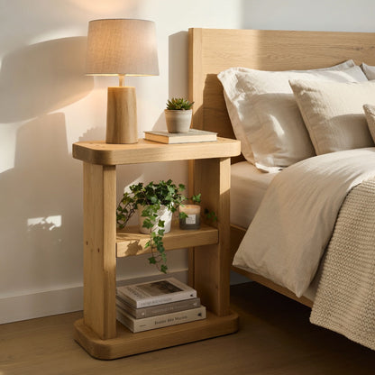 Rustic Side Table UK – Handmade Solid Wood Two Shelf Table With Wood Wax Finish