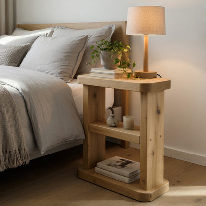 Rustic Side Table UK – Handmade Solid Wood Two Shelf Table With Wood Wax Finish