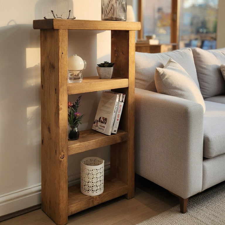 Hand made Rustic Tall Book Shelf Table | 14.5 / 19.5 cm Depth