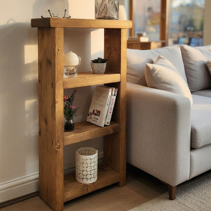 Hand made Rustic Tall Book Shelf Table | 14.5 / 19.5 cm Depth