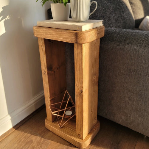 Handcrafted Rustic Solid Wood Plant Stand – Slim Tall Side Table