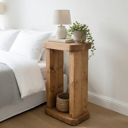 Handcrafted Rustic Solid Wood Plant Stand – Slim Tall Side Table