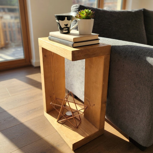 Rustic Solid Wood Table – Handcrafted 22 cm Depth | Durable Wood Wax Finish