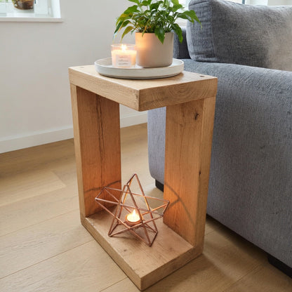 Rustic Solid Wood Table – Handcrafted 22 cm Depth | Durable Wood Wax Finish