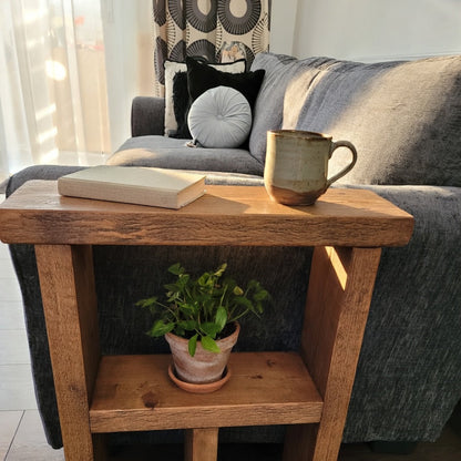 Rustic Side Table – Handmade Solid Wood Narrow Sofa Table with Protective Wax Coating